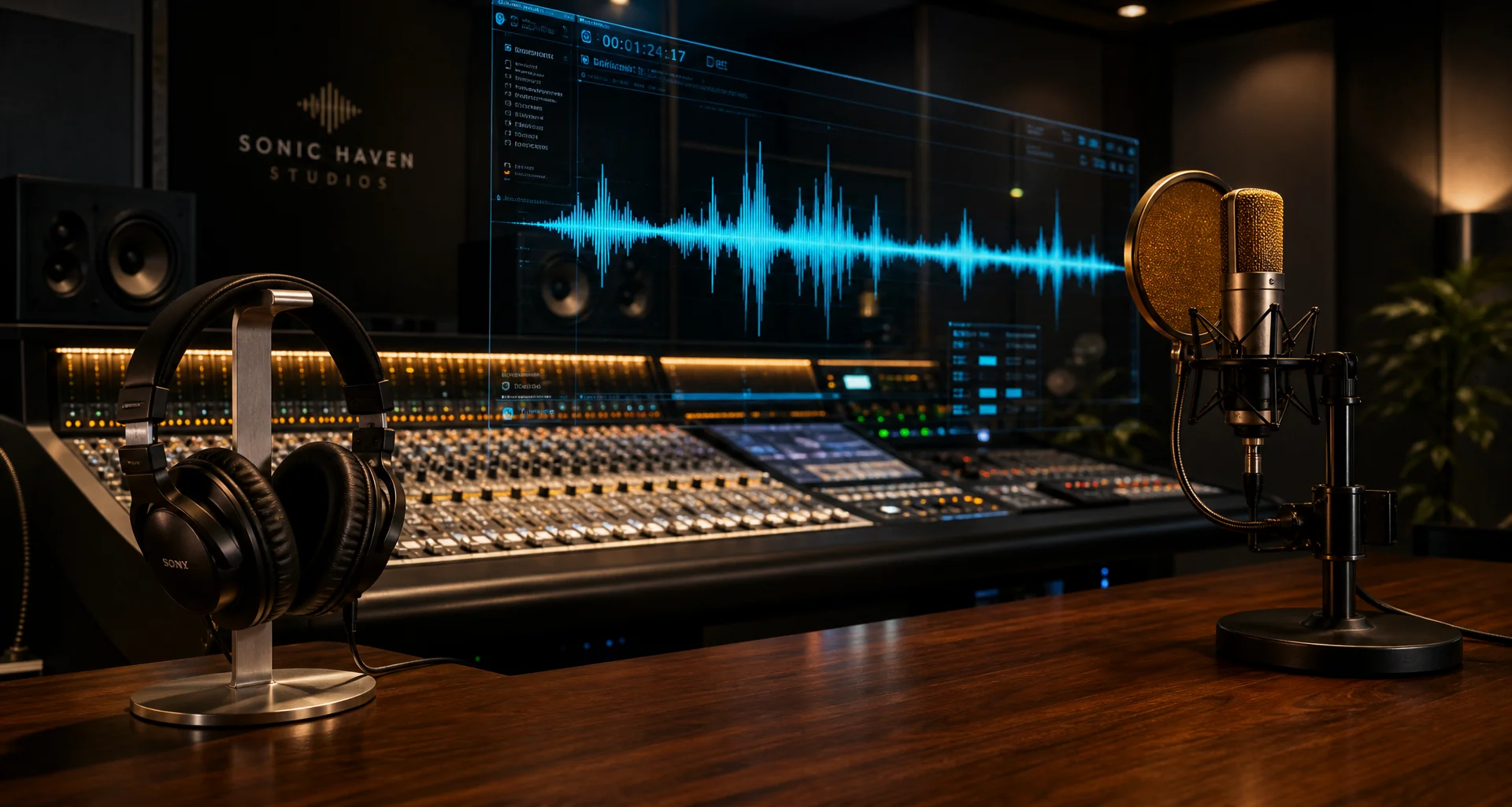 High-end audio and video studio setup for AI clone training